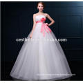 Weiße Farbe bodenlangen Tüll Ballkleid Hochzeit Kleid mit Schärpe